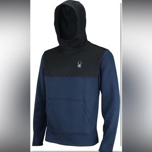 Spyder Hoodie Quarter Zip - Black and Blue - Size Small